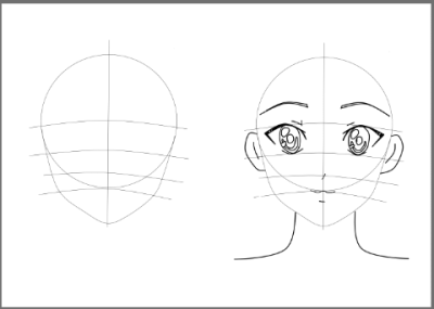 Anime Face, Cartoon Expression, Kawaii Style, Manga Features, Character Design Drawing