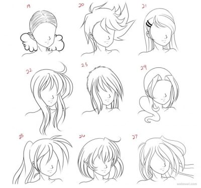 Anime Hair, Vibrant Colors, Spiky Styles, Exaggerated Lengths, Gravity-Defying Drawing