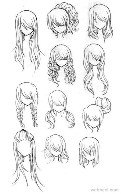 Anime Hair, Vibrant Colors, Spiky Styles, Exaggerated Lengths, Gravity-Defying Drawing