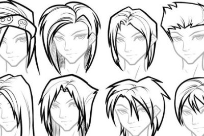 Anime Hair, Vibrant Colors, Spiky Styles, Exaggerated Lengths, Gravity-Defying Drawing