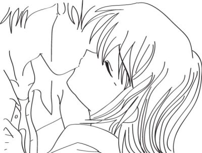 Anime Kiss, Romantic Moment, Heartfelt Connection, Whimsical Scene, Emotional Bond Drawing