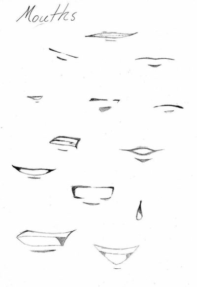 Anime Lips, Otaku Expressions, Cosplay Pouts, Manga Mouths, Cartoon Smiles Drawing