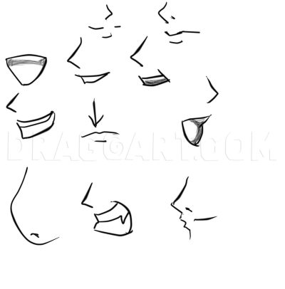 Anime Mouth, Expressive Features, Cartoonish Style, Unique Design, Vibrant Expressions Drawing