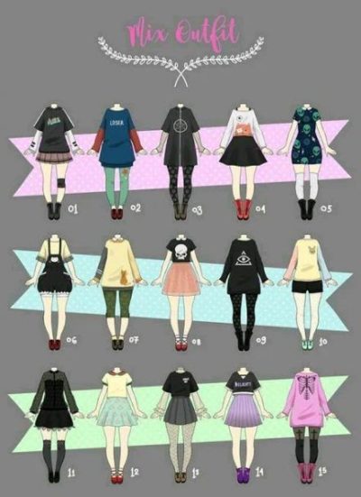 Anime Outfit, Manga Fashion, Cosplay Attire, Kawaii Style, Character Costume Drawing