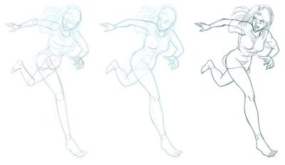 Action Pose, Energetic Position, Athletic Form, Motion Capture, Dynamic Stance Drawing