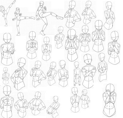 Anime Poses, Expressive Gestures, Dramatic Angles, Action Sequences, Dynamic Stances Drawing