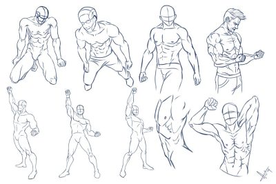 Action Poses, Dynamic Stances, Expressive Gestures, Energetic Movements, Athletic Postures Drawing