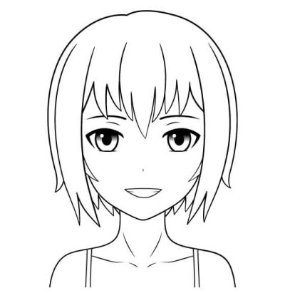 Anime Smile, Joyful Expression, Playful Charm, Whimsical Grin, Cheerful Glow Drawing