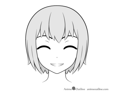 Anime Smile, Charming Grin, Joyful Expression, Radiant Happiness, Whimsical Joy Drawing