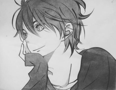 Anime Smile, Animated Grin, Playful Emotion, Whimsical Cheer, Joyful Expression Drawing