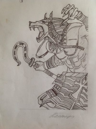 Anubis, Egyptian, Afterlife, Guardian, Jackal Drawing