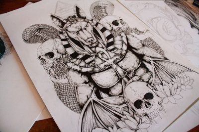 Anubis Tattoo, Egyptian God, Mystic Ink, Jackal Symbol, Afterlife Guardian Drawing