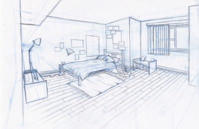 Apartment, Living, Space, Rental, Urban Drawing