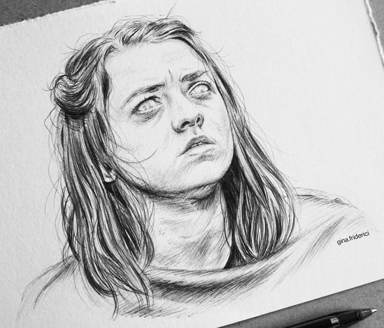 Arya Stark Drawing Modern Sketch