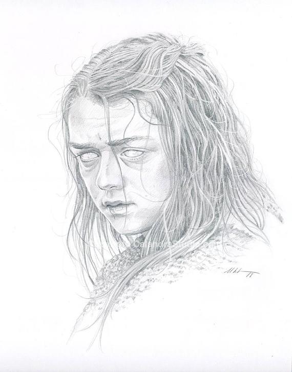 Arya Stark Drawing Realistic Sketch