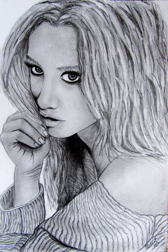 Ashley Tisdale Drawing Modern Sketch