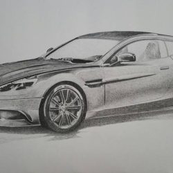 Aston Martin Drawing Detailed Sketch