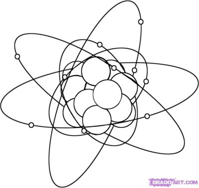 Atoms, Nuclei, Particles, Elements, Molecules Drawing