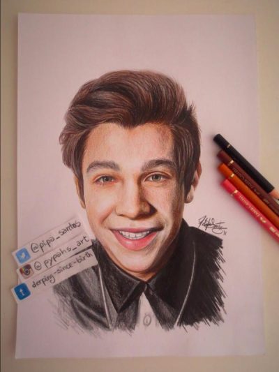 Austin Mahone, Viral Star, Pop Sensation, Teen Heartthrob, Music Artist Drawing