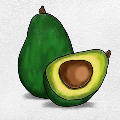 Avocado, Creamy, Versatile, Superfood, Nutrient-Rich Drawing