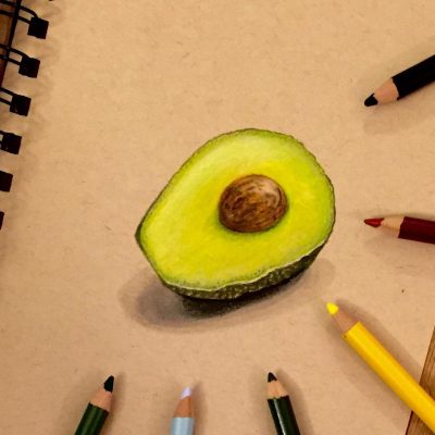 Avocado, Creamy, Nutrient-Dense, Versatile, Healthy Drawing