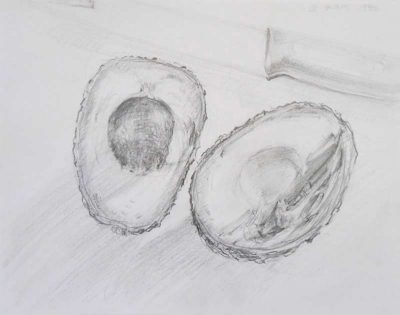 Avocado, Versatile Fruit, Healthy Fats, Nutrient-Dense, Creamy Texture Drawing