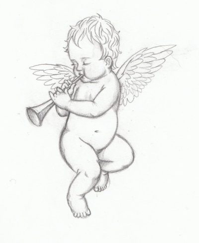 Baby Angel, Cherubic Delight, Divine Presence, Innocent Spirit, Heavenly Guardian Drawing