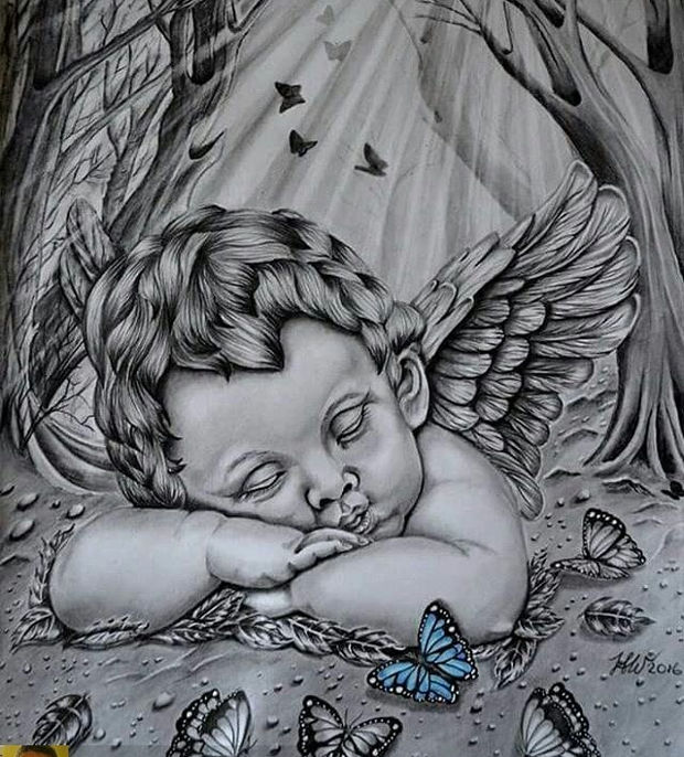 Baby Angel Drawing Hand drawn
