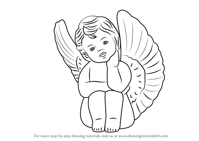 Baby Angel Drawing Realistic Sketch