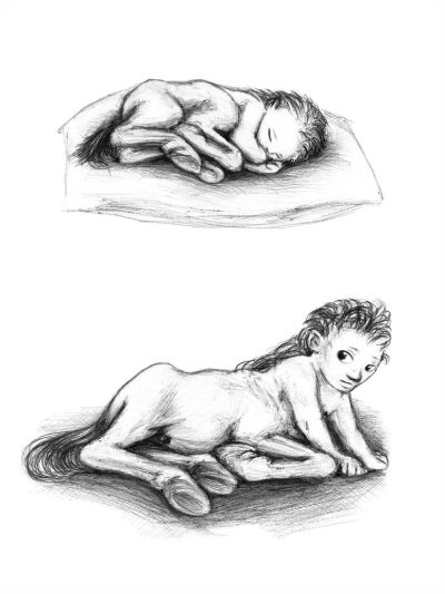 Baby Centaur, Half-Human, Mythical Creature, Enchanted Being, Fantasy Art Drawing