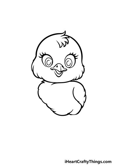 Baby Chick, Playful, Yellow, Hatchling, Adorable, Fluffy Drawing