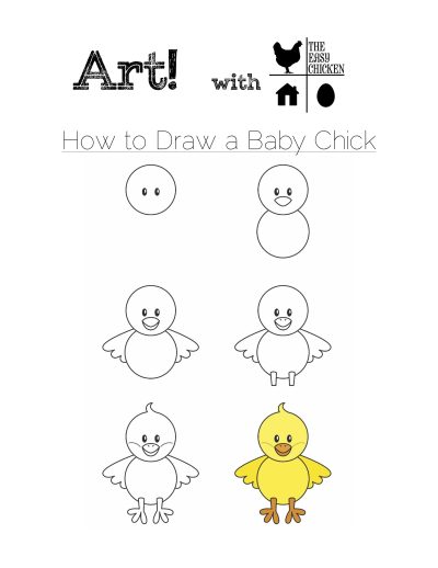 Baby Chick, Playful, Yellow, Adorable, Fluffy Drawing