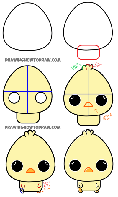 Baby Chick, Adorable, Cute, Fluffy, Yellow Drawing