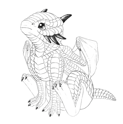 Baby Dragon, Tiny Firebreather, Adventurous Spirit, Mythical Creature, Enchanted Companion Drawing