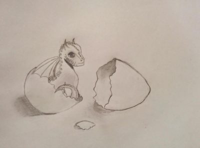 Baby Dragon, Mythical Creature, Tiny Hero, Fantasy Pet, Fire Breather Drawing