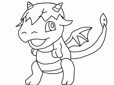 Baby Dragon, Cute Creature, Magical Being, Fantasy Pet, Tiny Firebreather Drawing