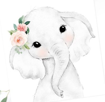 Baby Elephant, Playful, Adorable, Curious, Gentle Drawing