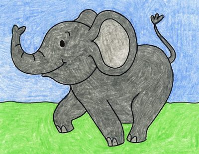 Baby Elephant, Adorable, Safari, Curious, Playful Drawing