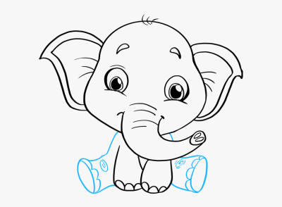 Baby Elephant, Wildlife, Playful, Adorable, Gentle Drawing