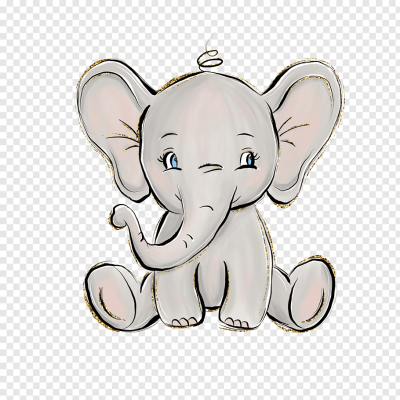 Baby Elephant, Wildlife, Playful, Adorable, Gentle Drawing