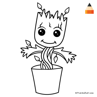 Baby Groot, Adorable, Guardian, Playful, Tiny Drawing