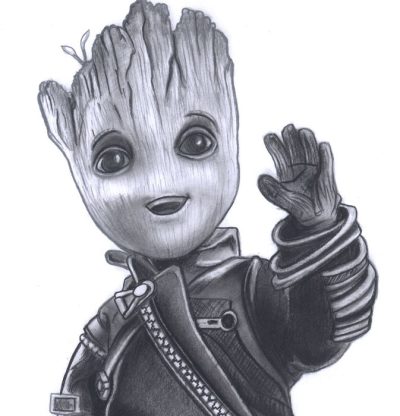 Baby Groot, Adorable, Guardian, Playful, Tiny Drawing