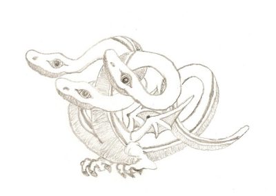 Baby Hydra, Miniature Monster, Fantasy World, Mythical Creature, Regeneration Drawing