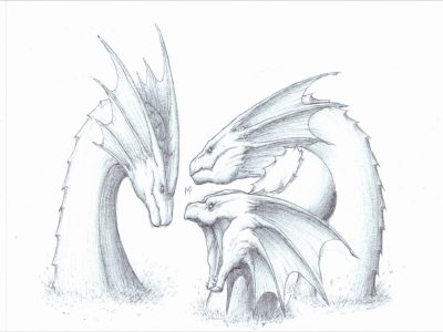 Baby Hydra, Miniature Monster, Fantasy World, Mythical Creature, Regeneration Drawing