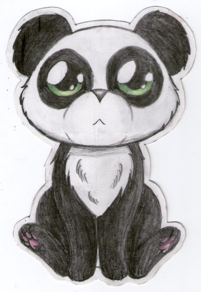 Baby Panda, Bamboo Forest, Cute Animal, Adorable Cub, Playful Nature Drawing