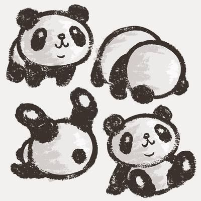 Baby Panda, Bamboo Forest, Cute Animal, Adorable Cub, Playful Nature Drawing