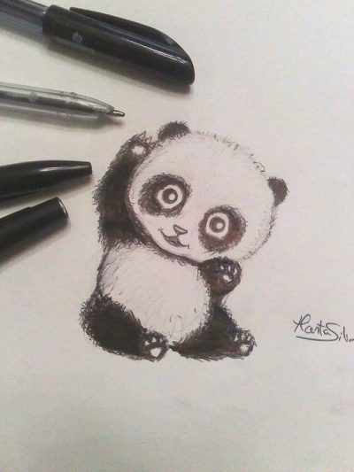 Baby Panda, Cute Animal, Adorable Cub, Bamboo Lover, Playful Nature Drawing