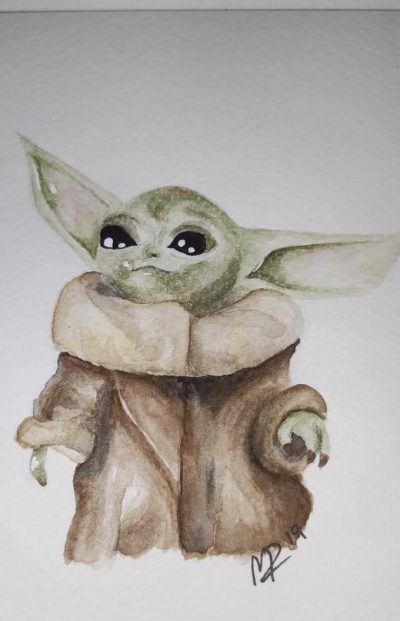 Baby Yoda, Adorable, Mysterious, Force-User, Cute Drawing