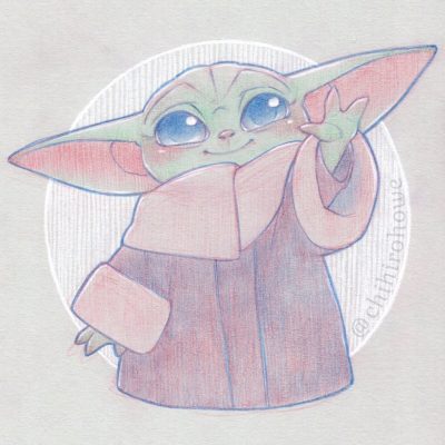 Baby Yoda, Force-Wielder, Iconic, Adorable, Mysterious Drawing