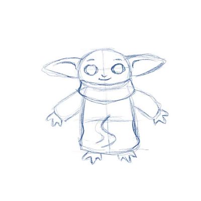 Baby Yoda Cute, Heartwarming Character, Adorable Creature, Star Wars Charm, Tiny Jedi Drawing